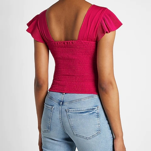 Express Pink Ribbed Crop Top - Picture 4 of 6